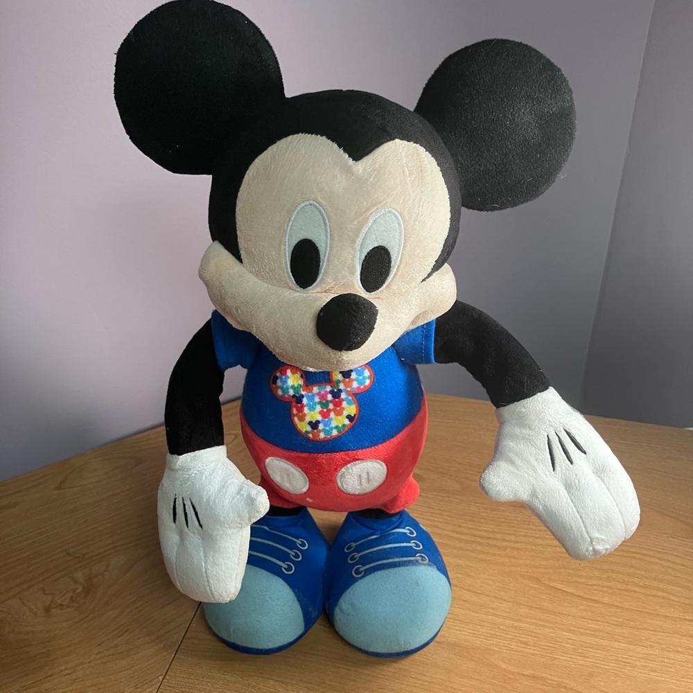 Disney Black, Red, and Blue Plush Mouse Toy animated works great sings SOLD